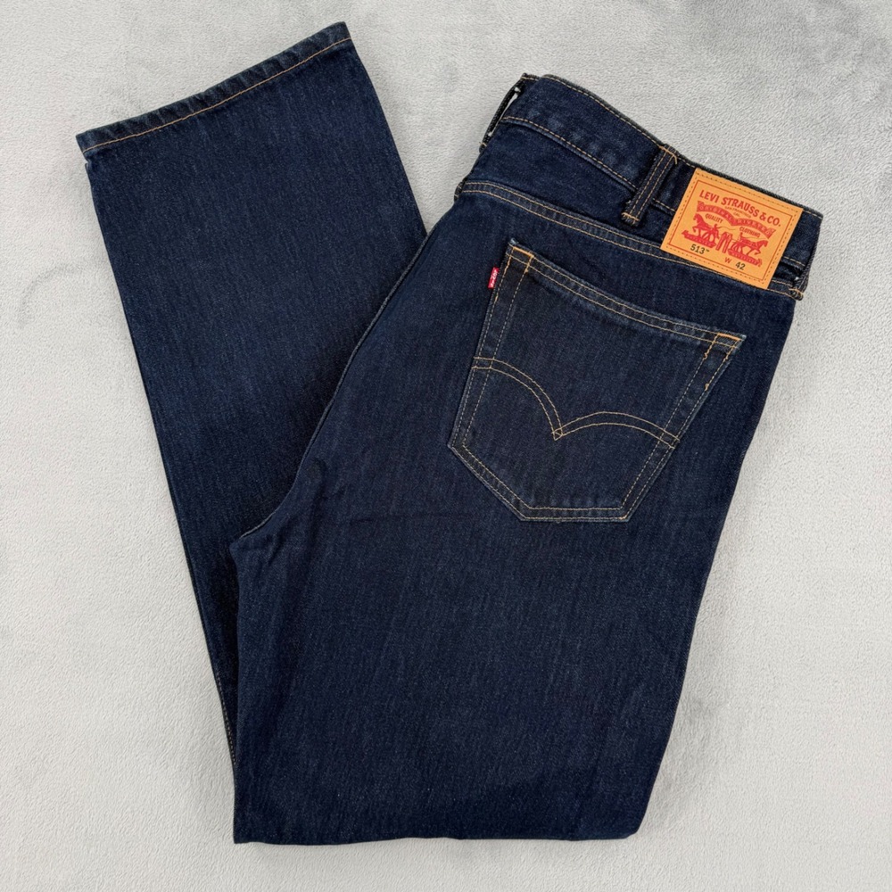 Levis Mens Finely Crafted Dry Goods Straight Leg Indigo Blue Denim Jeans Size 42